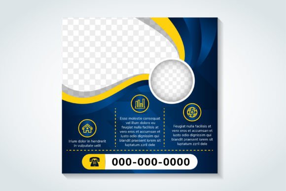 Blue Background Square Banner - Social Media Graphics