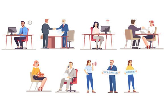 Business Meeting Color Vector Characters for Marketing Graphics