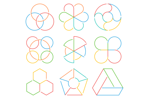 Color Line Shape Set for Business Graphics