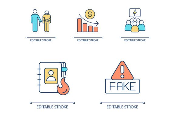 Crisis Management SVG Color Icon Set for Graphics and Icons