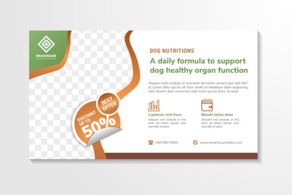 Dog Nutritions Horizontal Banner for Print Templates and Graphics