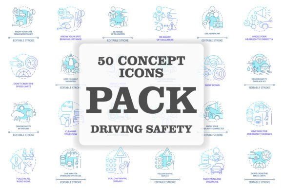 Driving Safety SVG Concept Icons Set for Branding and Marketing