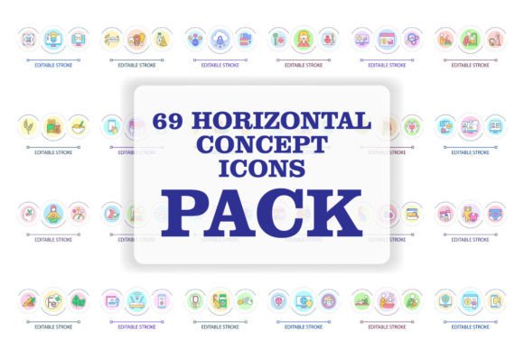 Horizontal Loop Concept Icon Set for Modern Web Design