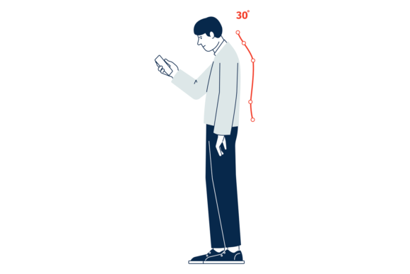 Man Looking at Phone. Wrong Standing Pose Graphics for Blog and Website Use