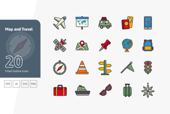 Map and Travel Icons Review for Embroidery Projects