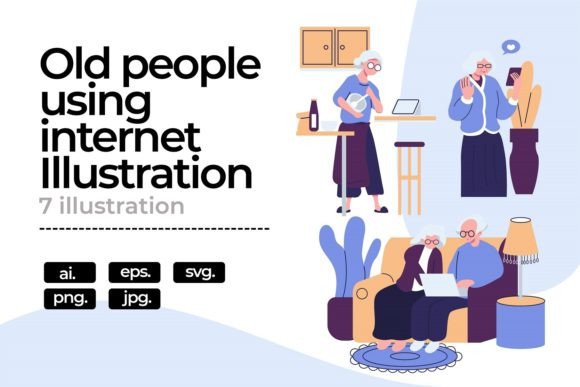 Old People Using Internet Graphics for Blog and Website Design