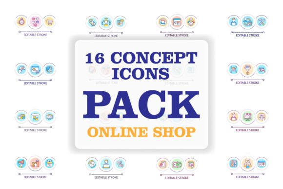 Online Shop Svg Loop Concept Icons Set for Graphics and Icons
