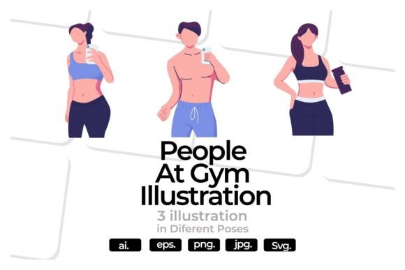 People at Gym Illustration for Branding and Marketing Graphics