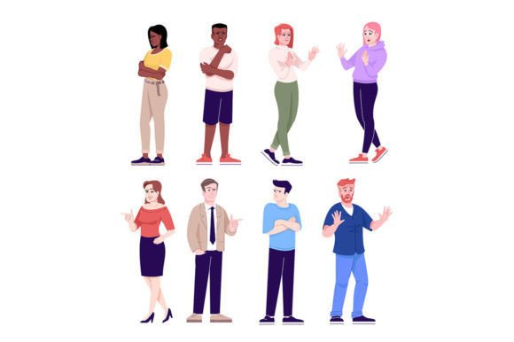 People Behavior Color Character Set Review for Embroidery Projects