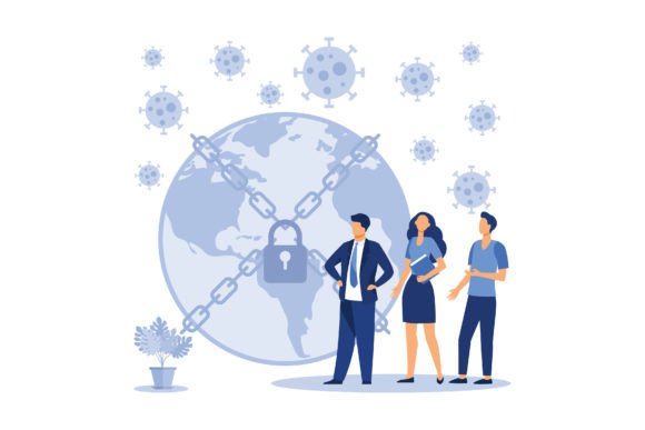 People Chain the World from Corona Virus Graphics