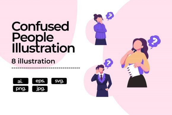 People Confused Flat Illustration for Creative Projects