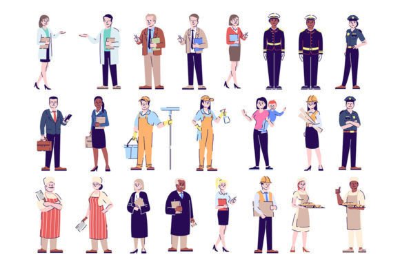 Professions Flat Vector Illustration Set Review