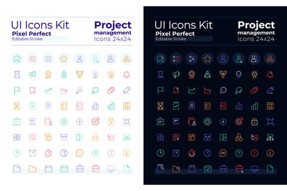 Project Management Pixel Perfect Icons for Web and Editorial Design