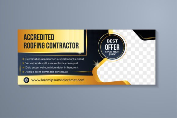 Roofing Contractor Horizontal Banner for Social Media and Graphics