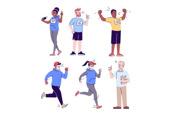 Run Marathon Color Vector Illustration for Blog and Website Graphics