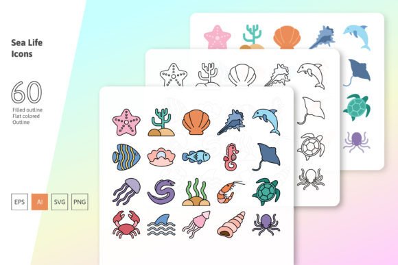 Sea Life Icon Set for Graphics and Icons