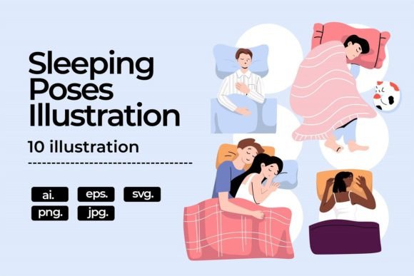 Sleeping Illustration in Flat Package for Local Business Graphics