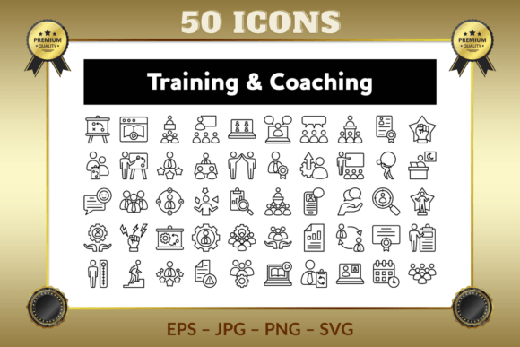 Training Coaching Outline Icons for Digital Products