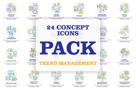 Trend Management SVG Concept Icons Set for Modern Web Design
