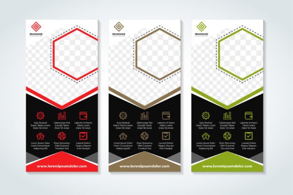 Vertical Banner Hexagon for Modern Graphics and Print Templates