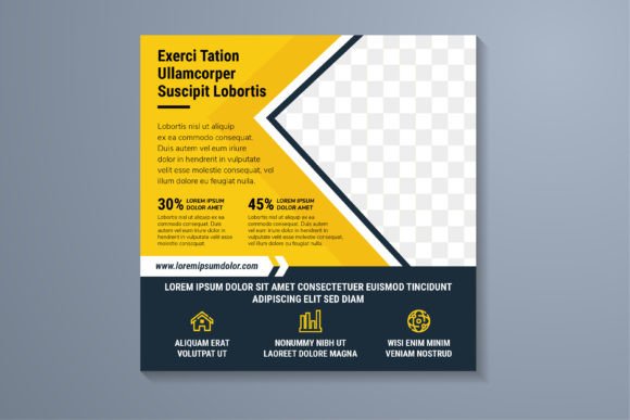 Yellow Blue Square Banner for Social Media Templates